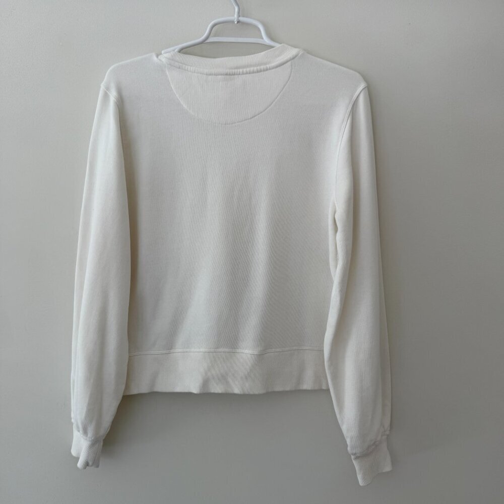 Anthropologie White Sequin Ribbed Long Sleeve Sweatshirt - Picture 3 of 5
